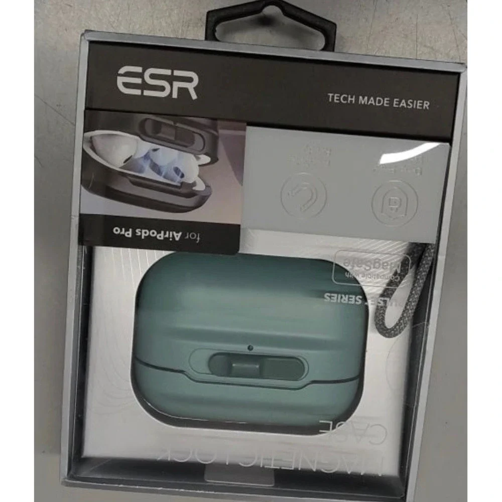 ESR AirPods Pro Case MagSafe Magnetic Lid Lock Protective Cover Green Lanyard